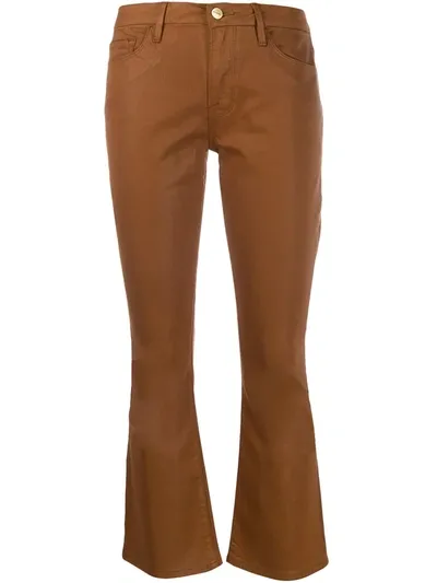 Frame Cropped Kick-flare Jeans In Brown