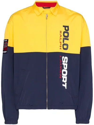 Polo Ralph Lauren Logo Print Zip-front Panelled Jacket In Yellow