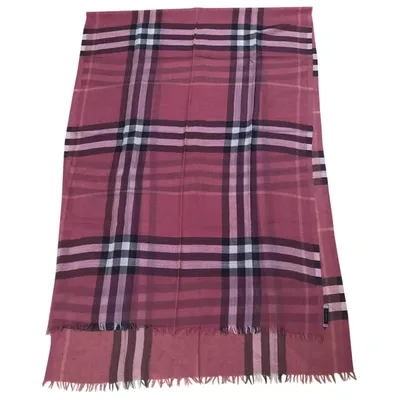 Pre-owned Burberry Wool Scarf In Pink