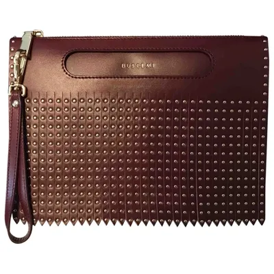 Pre-owned Buscemi Leather Clutch Bag In Burgundy