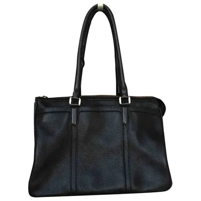 Pre-owned Hugo Boss Leather Handbag In Black