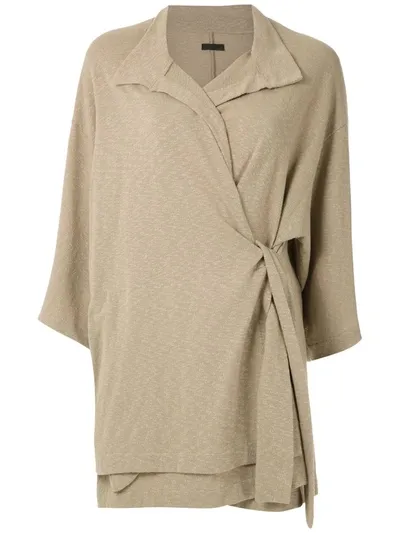 Osklen Overlap Side Collar Cardigan In Neutrals