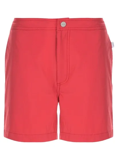 Onia Plain Swim Shorts In Red