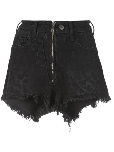 Marcelo Burlon County Of Milan Tiger Pattern Frayed Shorts In Black