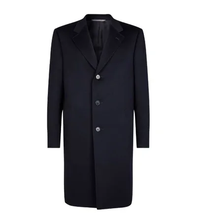 Canali Wool-cashmere Coat In Blue