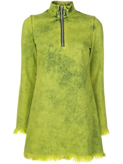 Marques' Almeida Classic Long Sleeve Short Dress In Green