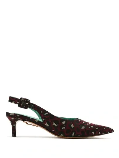 Blue Bird Shoes Onça Jacquard Slingback Pumps In Red