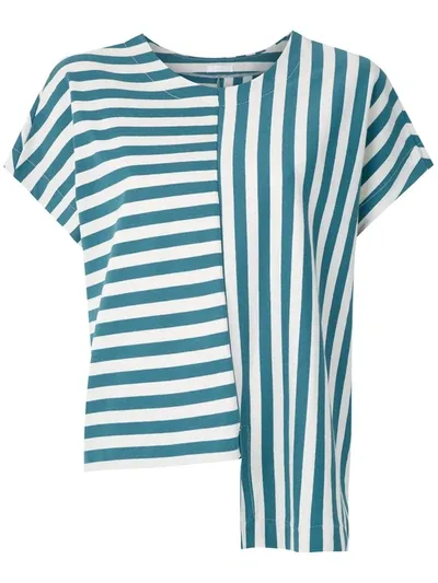 Osklen Summer Stripe Asymmetric Blouse In Blue