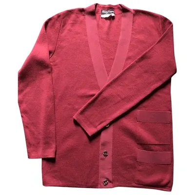 Pre-owned Ferragamo Wool Cardigan In Burgundy