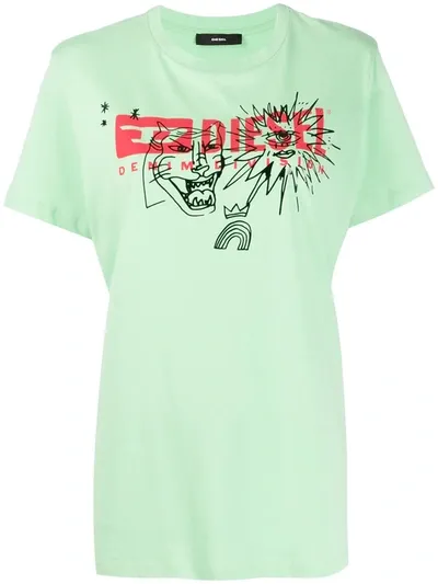 Diesel T-daria-yc Logo T-shirt In Green