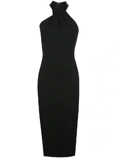 Cushnie Asymmetrical Halter Body-con Dress In Black