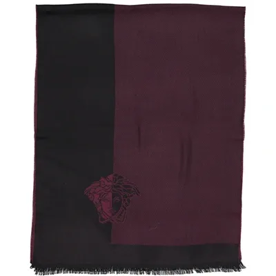 Pre-owned Versace Wool Scarf In Burgundy