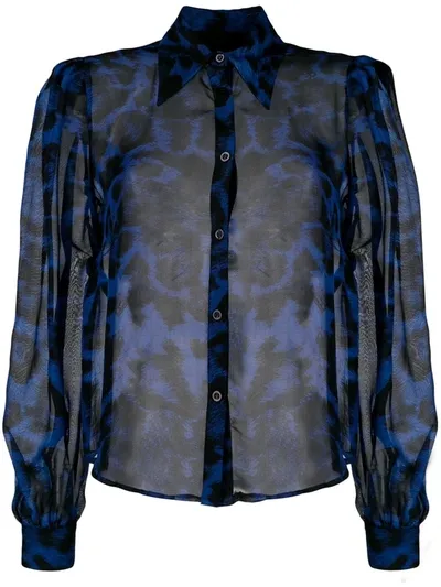 John Richmond Leopard-print Silk Shirt In Blue