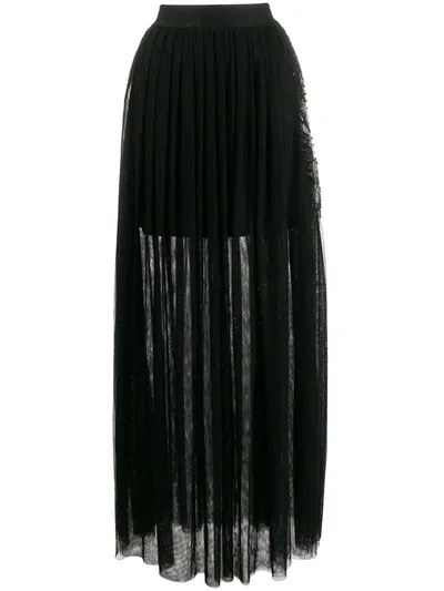 John Richmond Gallego Long Pleated Skirt In Black