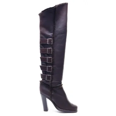 Pre-owned Casadei Leather Snow Boots In Brown