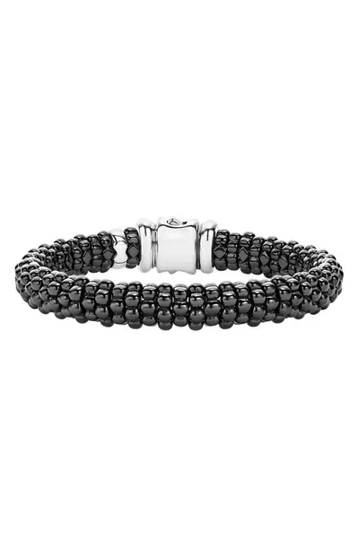 Lagos Medium Caviar Ceramic 9mm Bracelet In Black