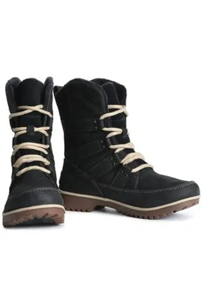 Sorel Meadow Leather-trimmed Suede Snow Boots In Black