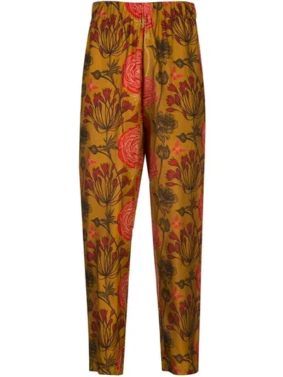 Uma Wang Floral Print Elasticated Trousers In Yellow