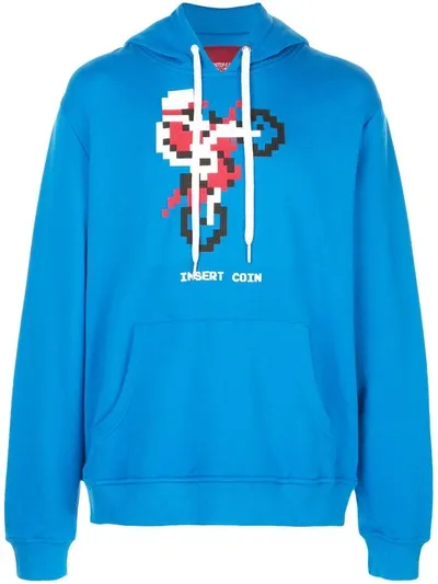 Mostly Heard Rarely Seen 8-bit Motorcycle Print Hoodie In Blue