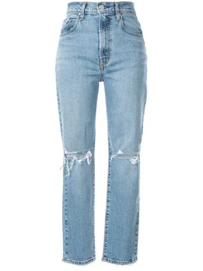 Nobody Denim Frankie Distressed Stretch Ankle Jeans In Blue