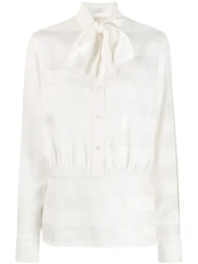 Victoria Victoria Beckham Pussy-bow Striped Shirt In White