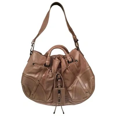 Pre-owned Hugo Boss Leather Handbag In Beige