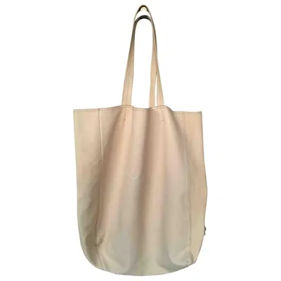 Pre-owned Hugo Boss Leather Tote In Beige