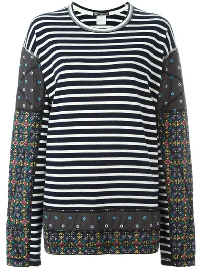 Pre-owned Issey Miyake Striped Patchwork Jumper In Blue