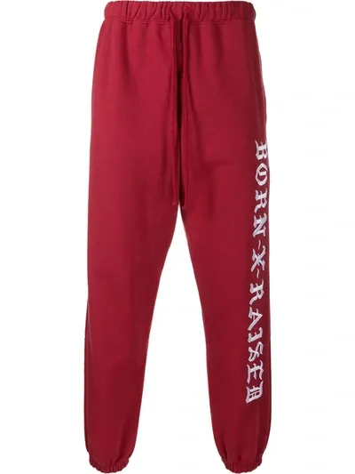 Bornxraised Embroidered Logo Track Pants In Red