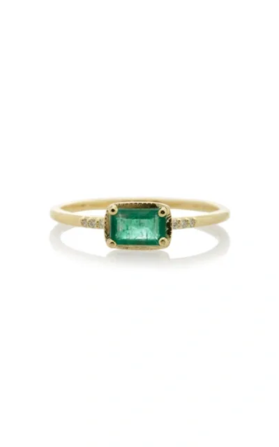 Ila Karina 14k Gold; Emerald And Diamond Ring In Green