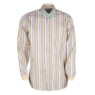 Pre-owned Etro Multicolor Striped Cotton Contrast Cuff Detail Long Sleeve Shirt L