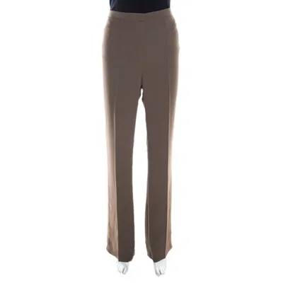 Pre-owned Escada Tobacco Brown Crepe High Waist Tamlyn Trousers M