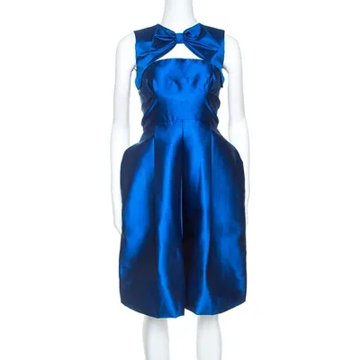 Pre-owned Dsquared2 Blue Silk Bow Neckline Balloon Hem Dress S