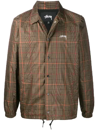 Stussy Checked Jacket In Brown