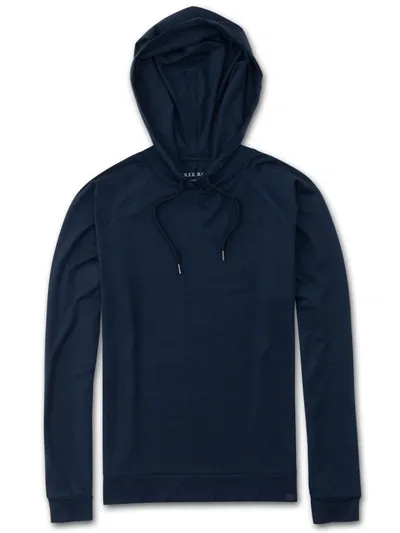 Derek Rose Women's Pullover Hoodie Basel Micro Modal Stretch Navy