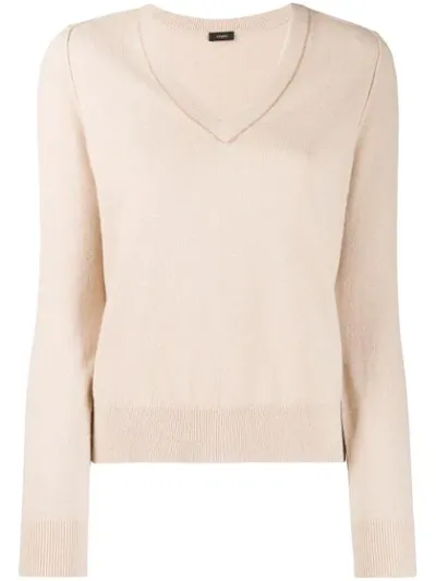 Joseph V-neck Silk-blend Jersey Sweater In Neutrals