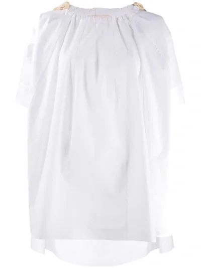 Marni Drawstring Neck Blouse In White