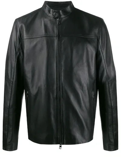 Michael Kors Zip-front Leather Jacket In Black