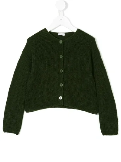 Il Gufo Kids' Round Neck Cardigan In Green