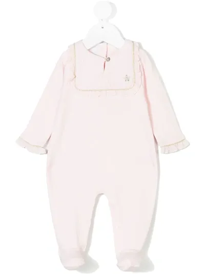 Tartine Et Chocolat Babies' Ruffled Bib Collar Pyjama In Pink