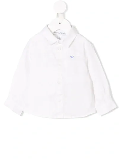 Emporio Armani Babies' Embroidered Logo Shirt In White