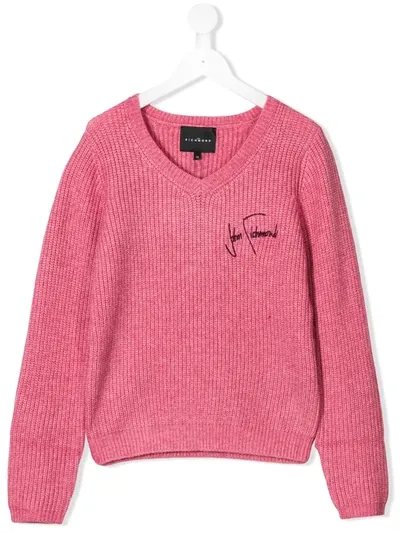 John Richmond Junior Teen Logo Embroidered Sweater In Pink