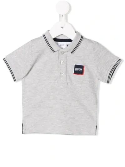 Hugo Boss Babies' Logo Patch Polo Shirt In Grey