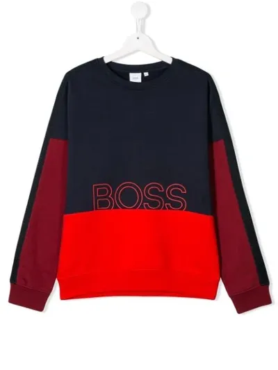 Hugo Boss Kids' Logo Printed Sweatshirt In Blue