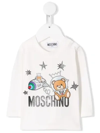 Moschino Babies' Sweatshirt Mit Astronauten-teddy In White