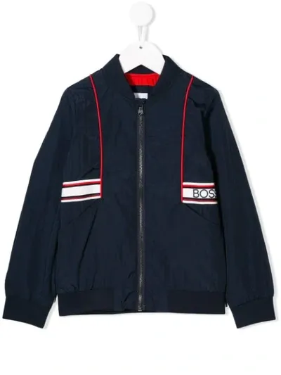 Hugo Boss Kids' Zipped Bomber Jacket In Blue