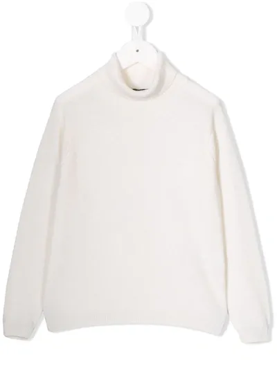 Il Gufo Kids' Turtleneck Long-sleeved Jumper In White