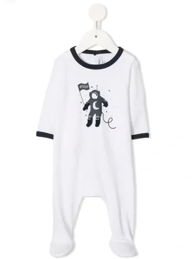 Hugo Boss Babies' Cotton Spaceman Romper In White