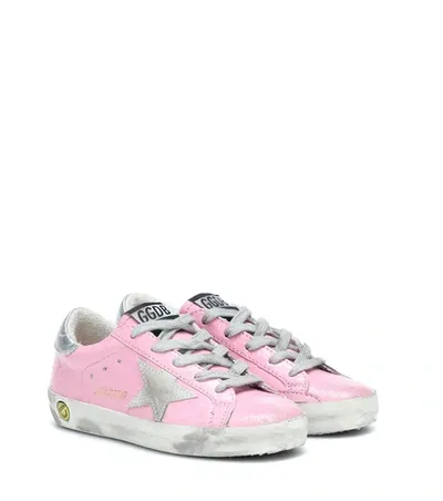 Golden Goose Kids' Embellished Star Distressed Sneakers In Pink