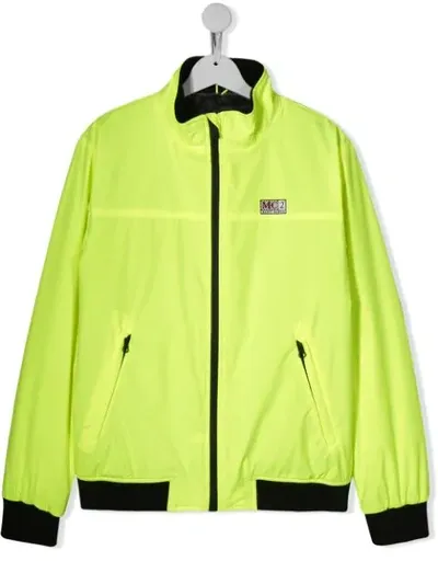 Mc2 Saint Barth Kids' Logo Patch Bomber Jacket In Yellow